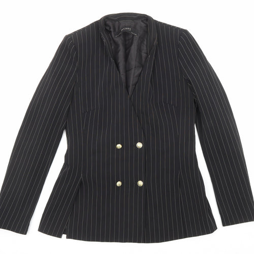 Zara Womens Black Striped Jacket Blazer Size S Button