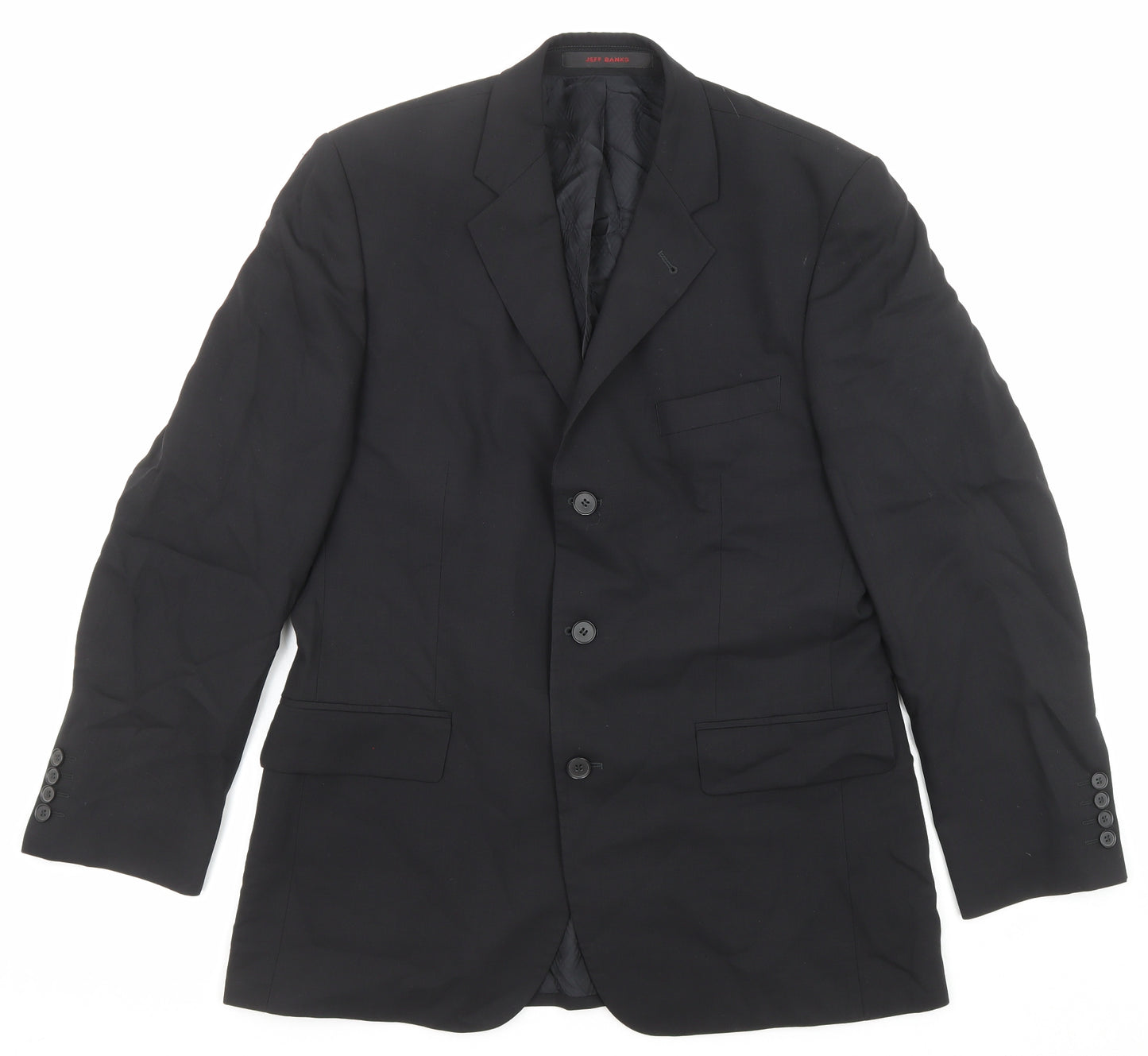 Jeff Banks Mens Black Wool Jacket Suit Jacket Size 40 Regular