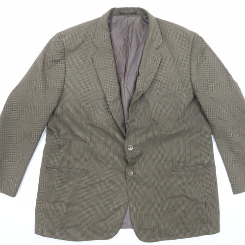 Zantos Mens Green Geometric Polyester Jacket Blazer Size 48 Regular