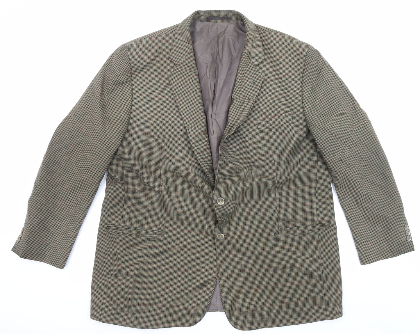 Zantos Mens Green Geometric Polyester Jacket Blazer Size 48 Regular