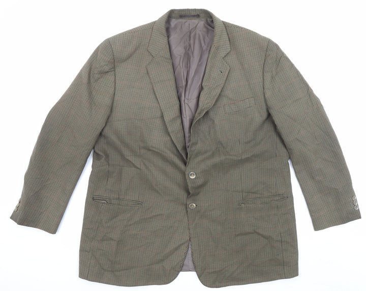 Zantos Mens Green Geometric Polyester Jacket Blazer Size 48 Regular