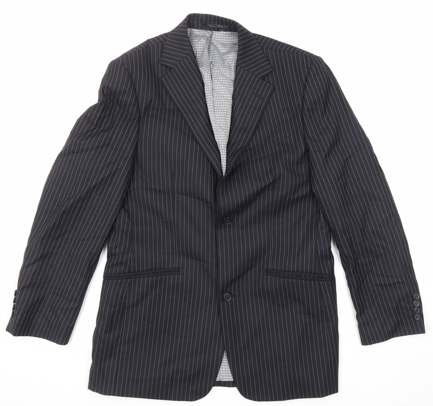 Ben Sherman Mens Black Striped Wool Jacket Suit Jacket Size 38 Regular