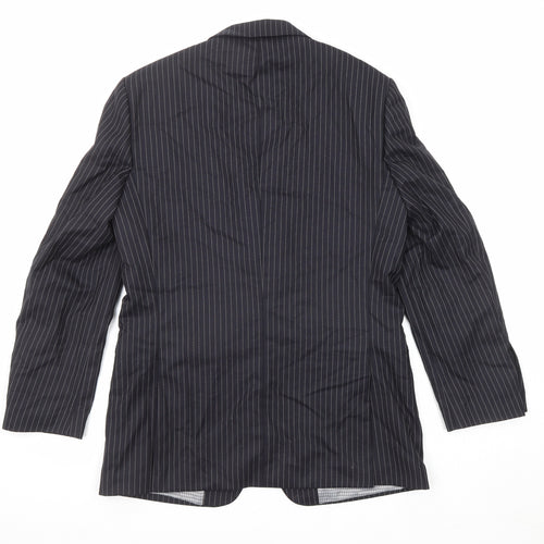 Ben Sherman Mens Black Striped Wool Jacket Suit Jacket Size 38 Regular
