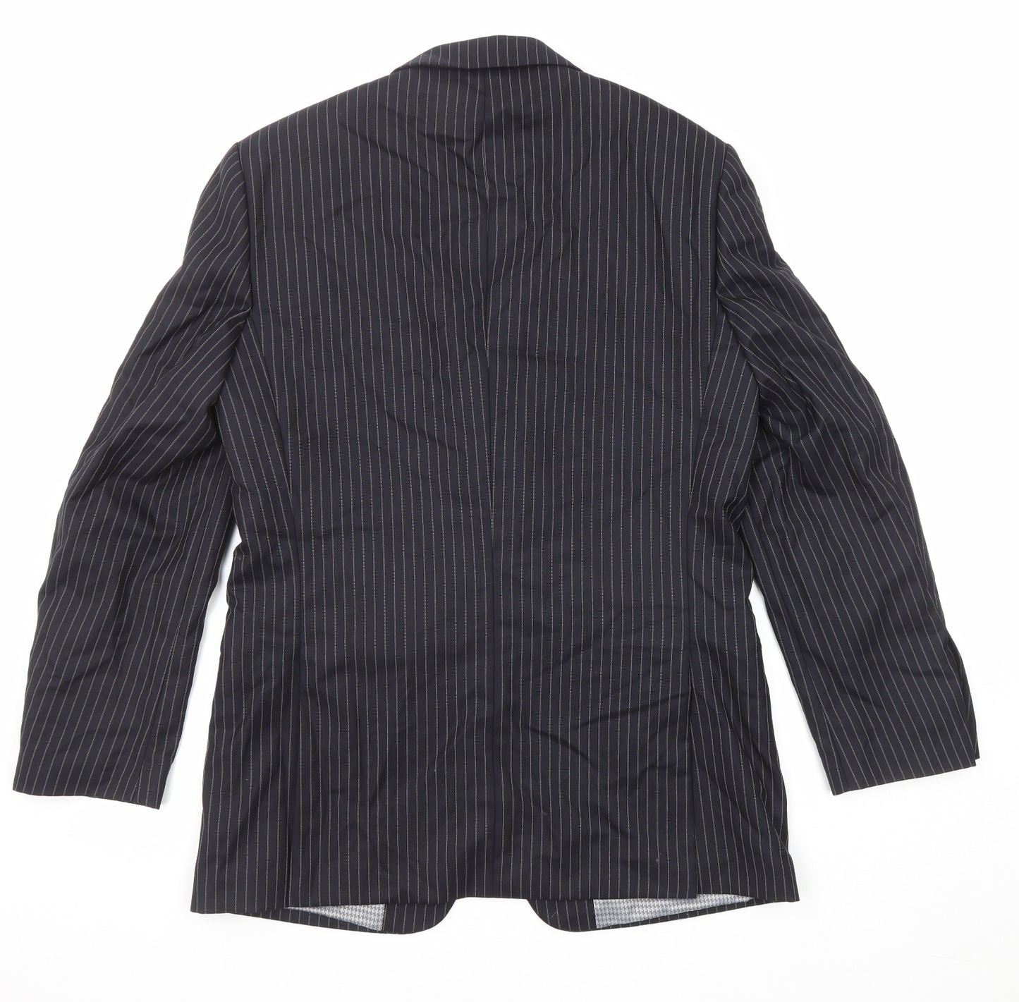 Ben Sherman Mens Black Striped Wool Jacket Suit Jacket Size 38 Regular