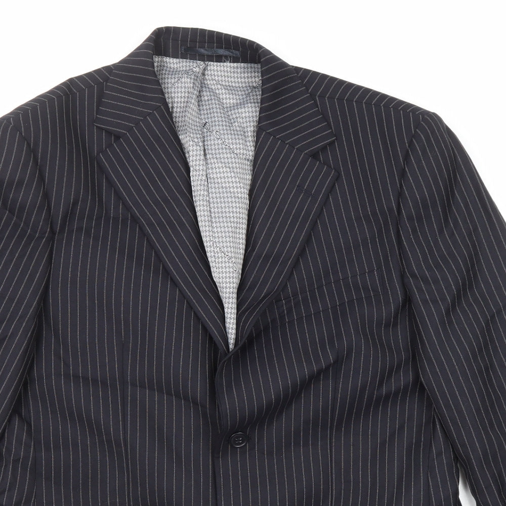 Ben Sherman Mens Black Striped Wool Jacket Suit Jacket Size 38 Regular