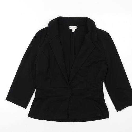 Isaac Mizrahi Womens Black Polyester Jacket Blazer Size 8