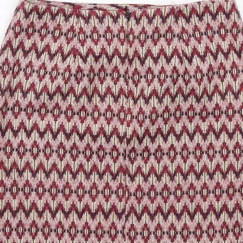 New Look Womens Multicoloured Geometric Cotton Mini Skirt Size 8 Zip