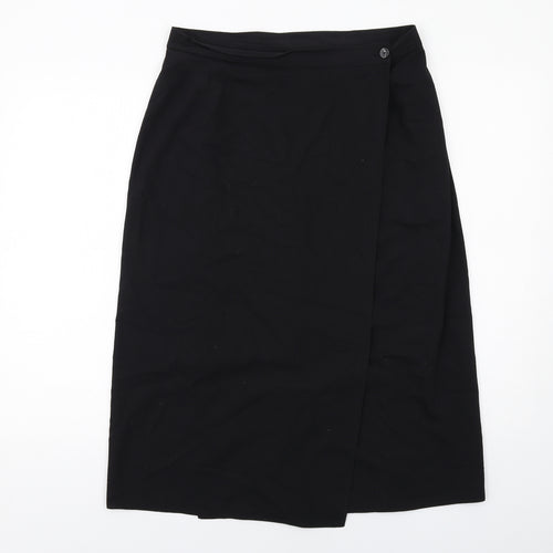 Etam Womens Black Polyester Wrap Skirt Size 16 Button