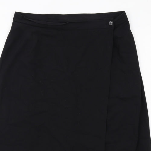 Etam Womens Black Polyester Wrap Skirt Size 16 Button