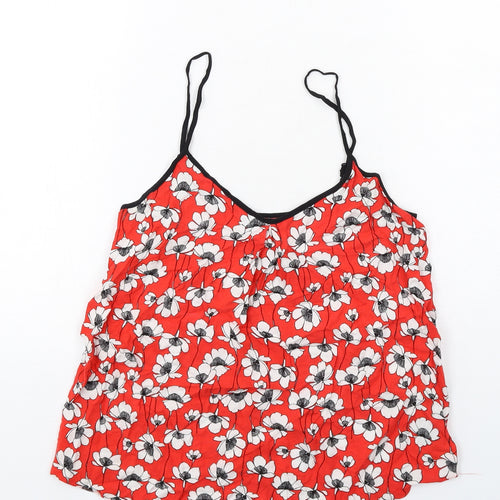 Dorothy Perkins Womens Red Floral Viscose Camisole Tank Size 8 V-Neck