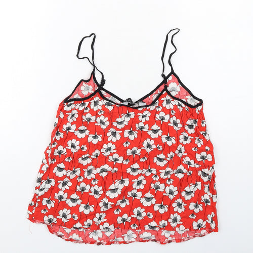 Dorothy Perkins Womens Red Floral Viscose Camisole Tank Size 8 V-Neck