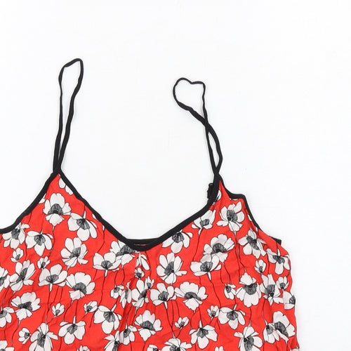 Dorothy Perkins Womens Red Floral Viscose Camisole Tank Size 8 V-Neck