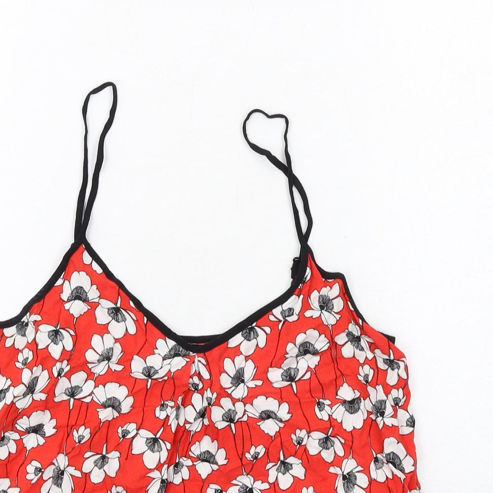 Dorothy Perkins Womens Red Floral Viscose Camisole Tank Size 8 V-Neck