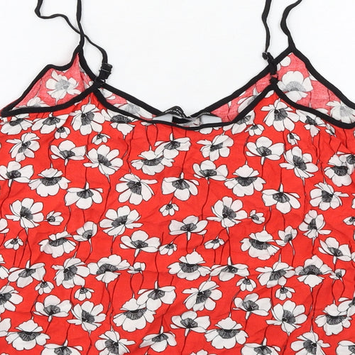 Dorothy Perkins Womens Red Floral Viscose Camisole Tank Size 8 V-Neck