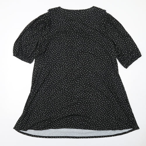 Capsule Womens Black Geometric Polyester A-Line Size 16 Collared Pullover - Heart Print