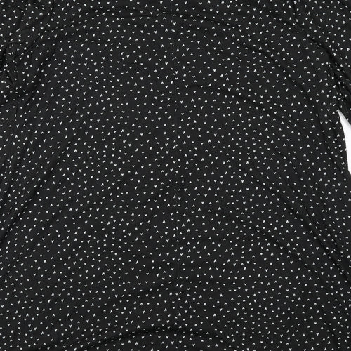 Capsule Womens Black Geometric Polyester A-Line Size 16 Collared Pullover - Heart Print