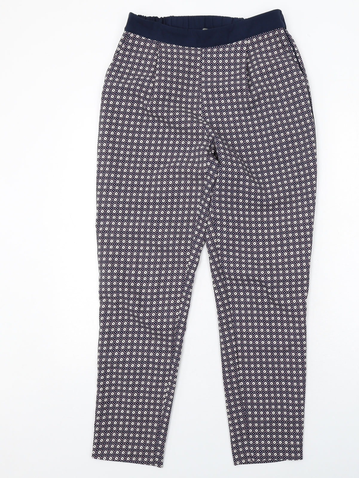 Oasis Womens Multicoloured Geometric Polyester Trousers Size 8 L30 in Regular