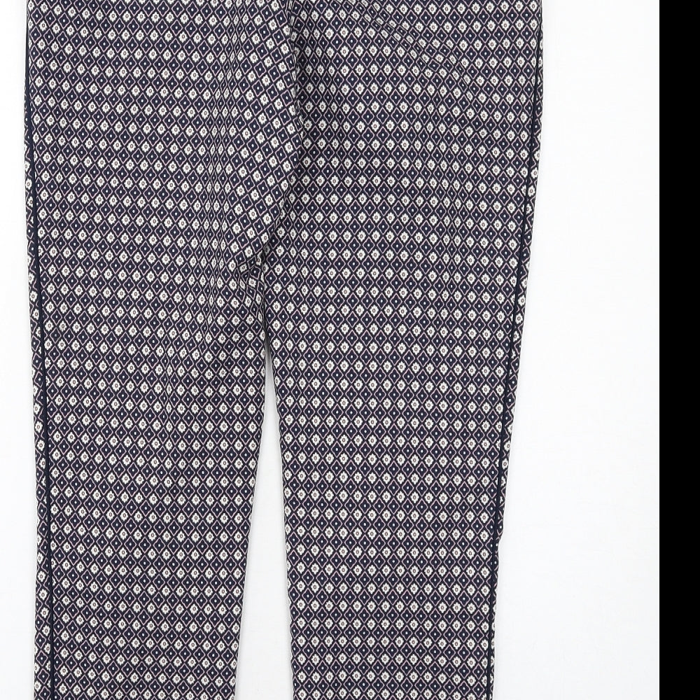 Oasis Womens Multicoloured Geometric Polyester Trousers Size 8 L30 in Regular