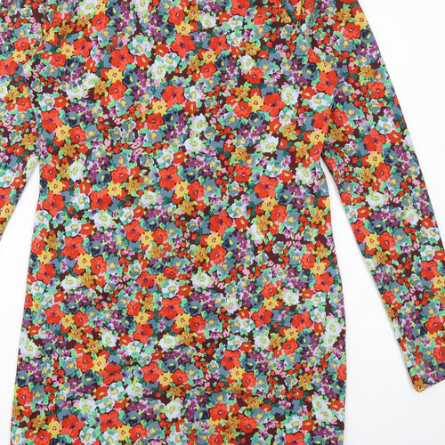 H&M Womens Multicoloured Floral Polyester Sheath Size L V-Neck Pullover