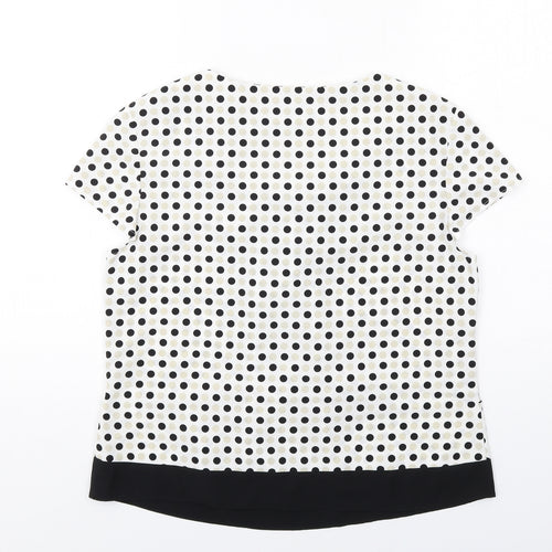Precis Womens Multicoloured Polka Dot Polyester Basic Blouse Size 12 Boat Neck - Pleat Front Detail