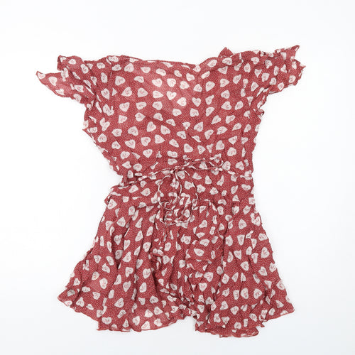 NEXT Womens Red Geometric Viscose Tunic Blouse Size 8 V-Neck