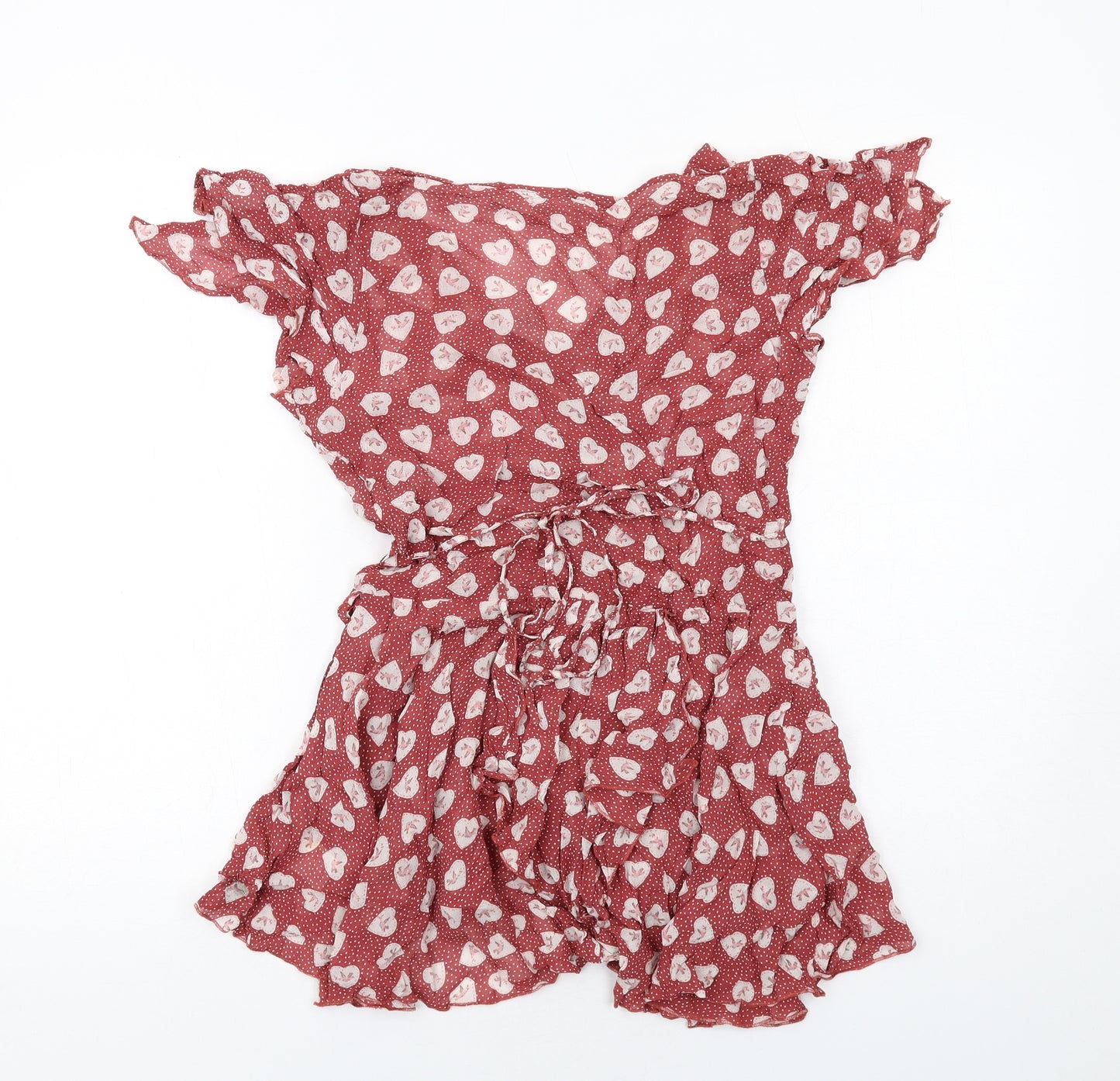 NEXT Womens Red Geometric Viscose Tunic Blouse Size 8 V-Neck