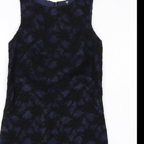Kenneth Cole Womens Black Polyester Pencil Dress Size 10 Boat Neck Zip - Lace Overlay
