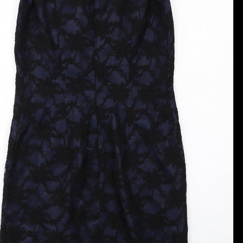 Kenneth Cole Womens Black Polyester Pencil Dress Size 10 Boat Neck Zip - Lace Overlay