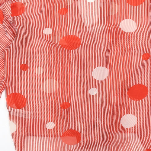 NEXT Womens Red Striped Polyester Basic Button-Up Size 12 V-Neck