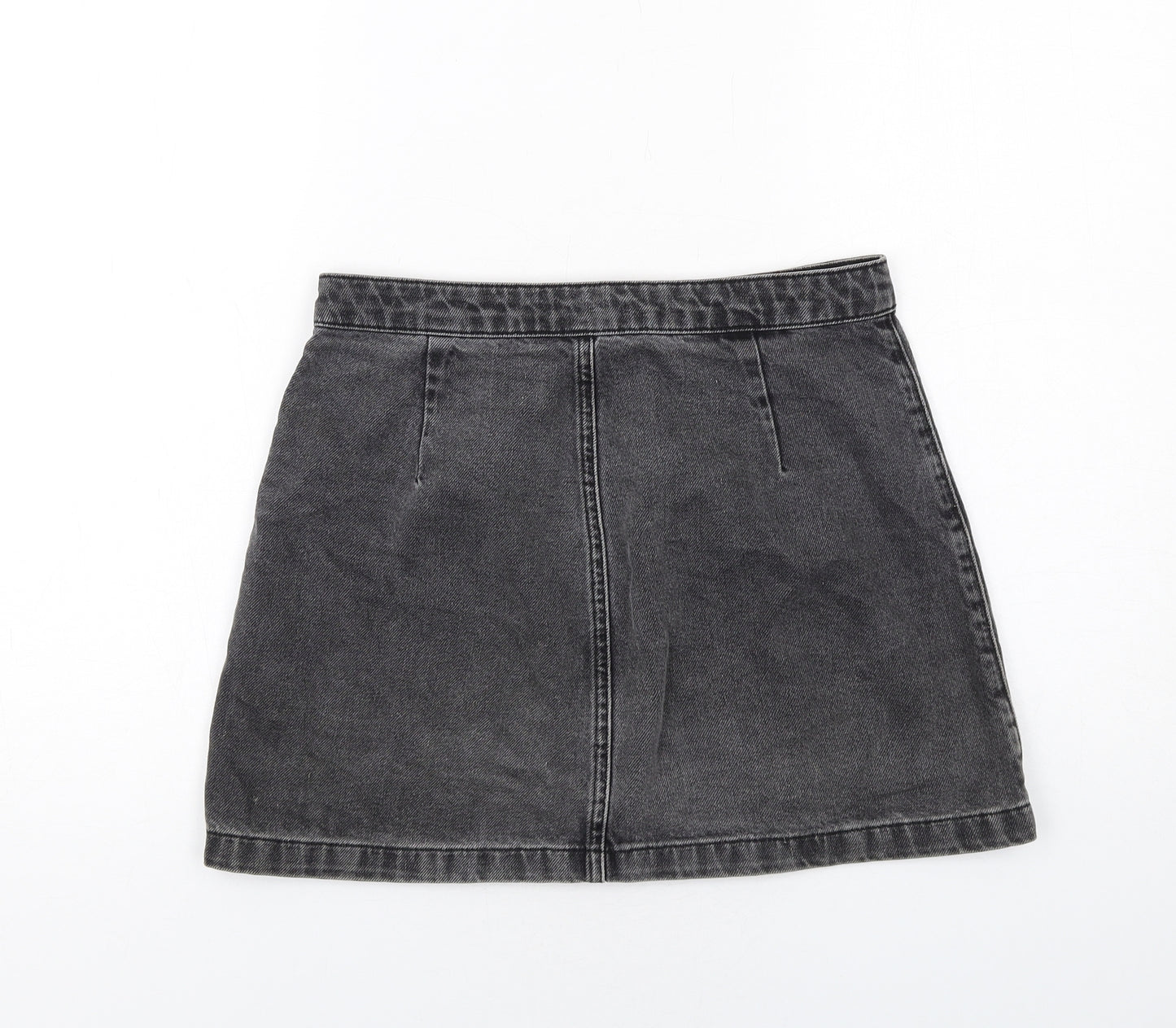 Topshop Womens Grey Cotton Mini Skirt Size 10 Button