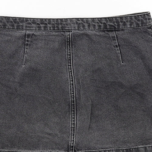 Topshop Womens Grey Cotton Mini Skirt Size 10 Button