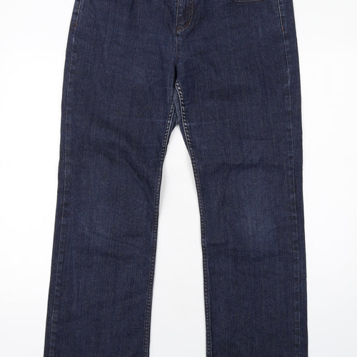 DKNY Womens Blue Cotton Bootcut Jeans Size 14 Regular Zip