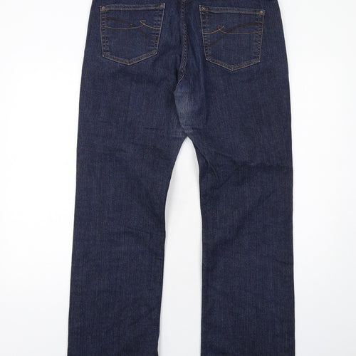 DKNY Womens Blue Cotton Bootcut Jeans Size 14 Regular Zip