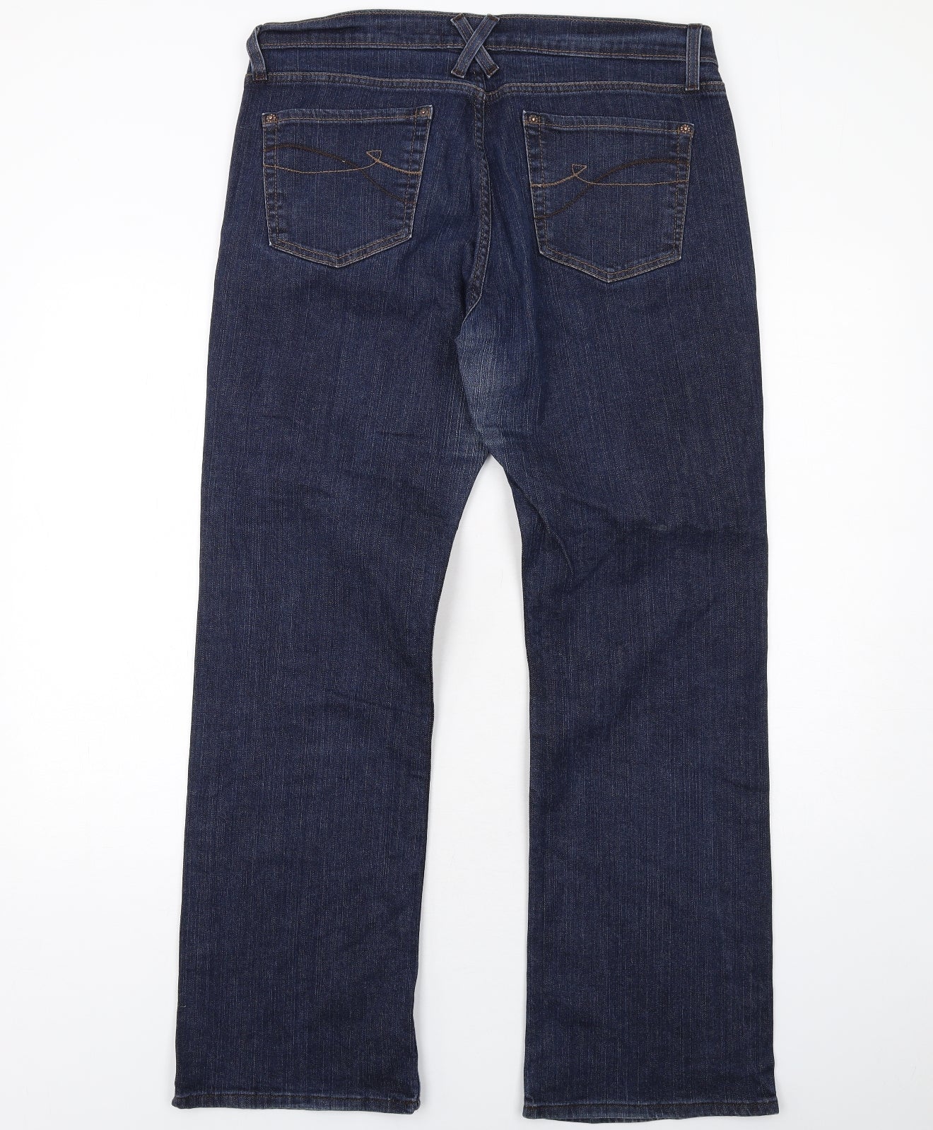 DKNY Womens Blue Cotton Bootcut Jeans Size 14 Regular Zip