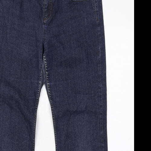 DKNY Womens Blue Cotton Bootcut Jeans Size 14 Regular Zip