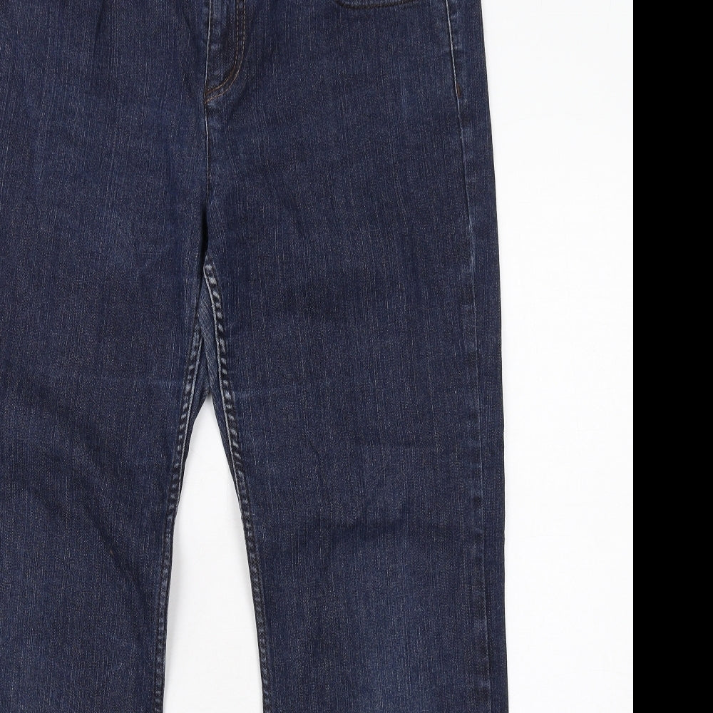DKNY Womens Blue Cotton Bootcut Jeans Size 14 Regular Zip
