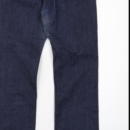 DKNY Womens Blue Cotton Bootcut Jeans Size 14 Regular Zip