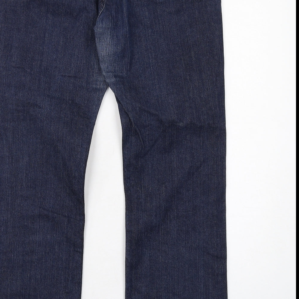 DKNY Womens Blue Cotton Bootcut Jeans Size 14 Regular Zip