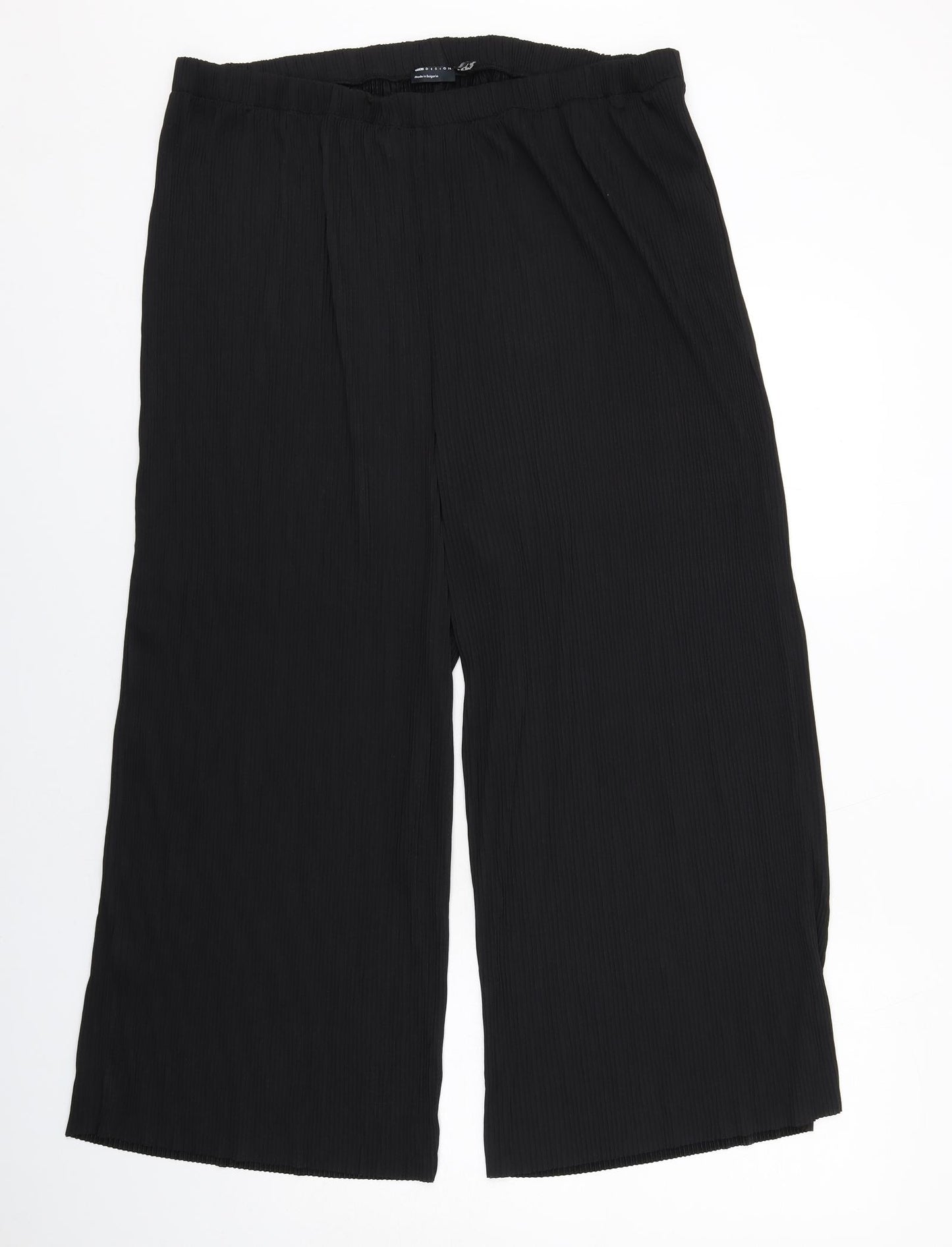 ASOS Womens Black Polyester Trousers Size 16 L24 in Regular - Ribbed