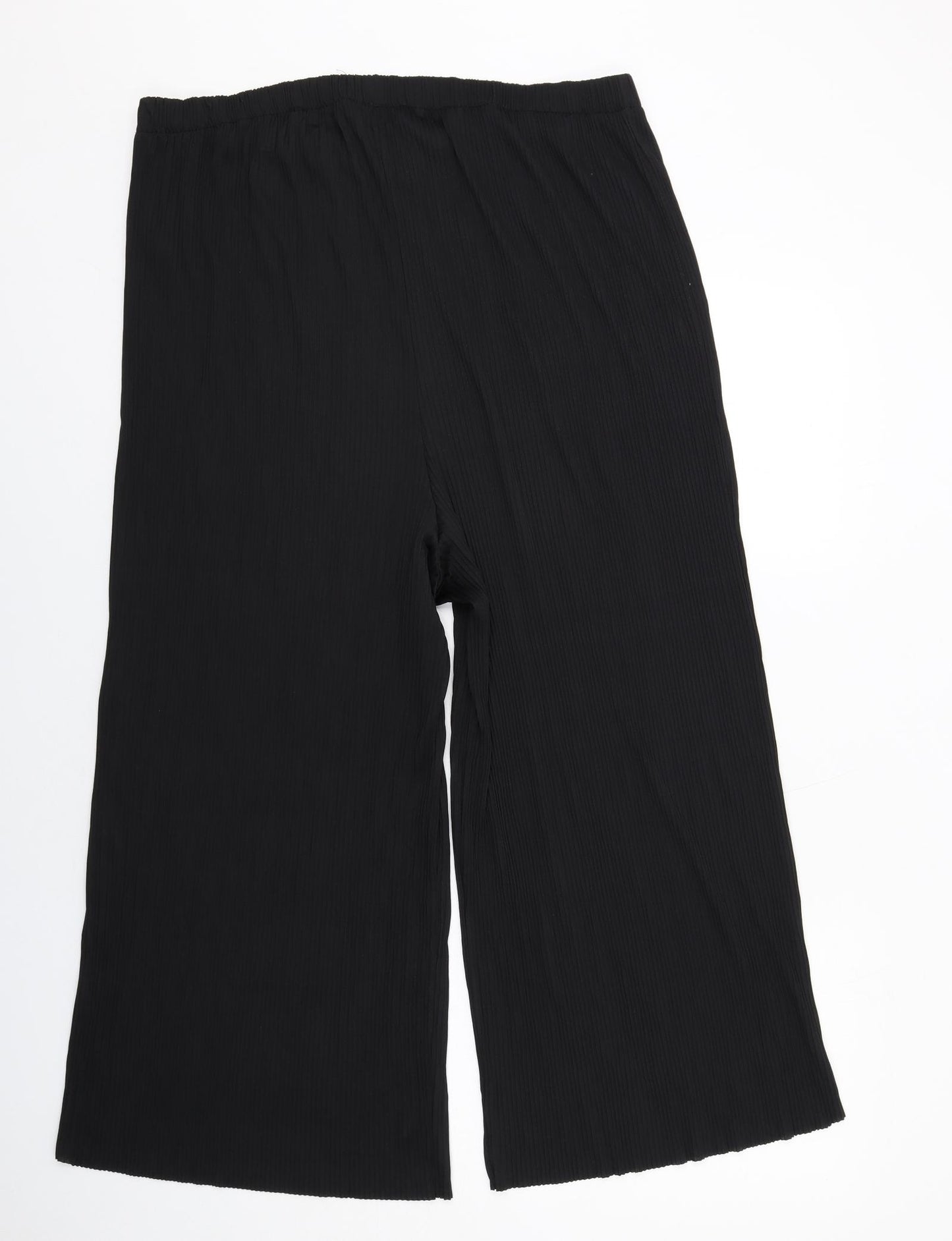 ASOS Womens Black Polyester Trousers Size 16 L24 in Regular - Ribbed