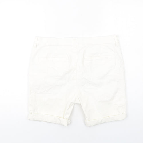 Topman Mens White Cotton Chino Shorts Size 34 in Regular Button