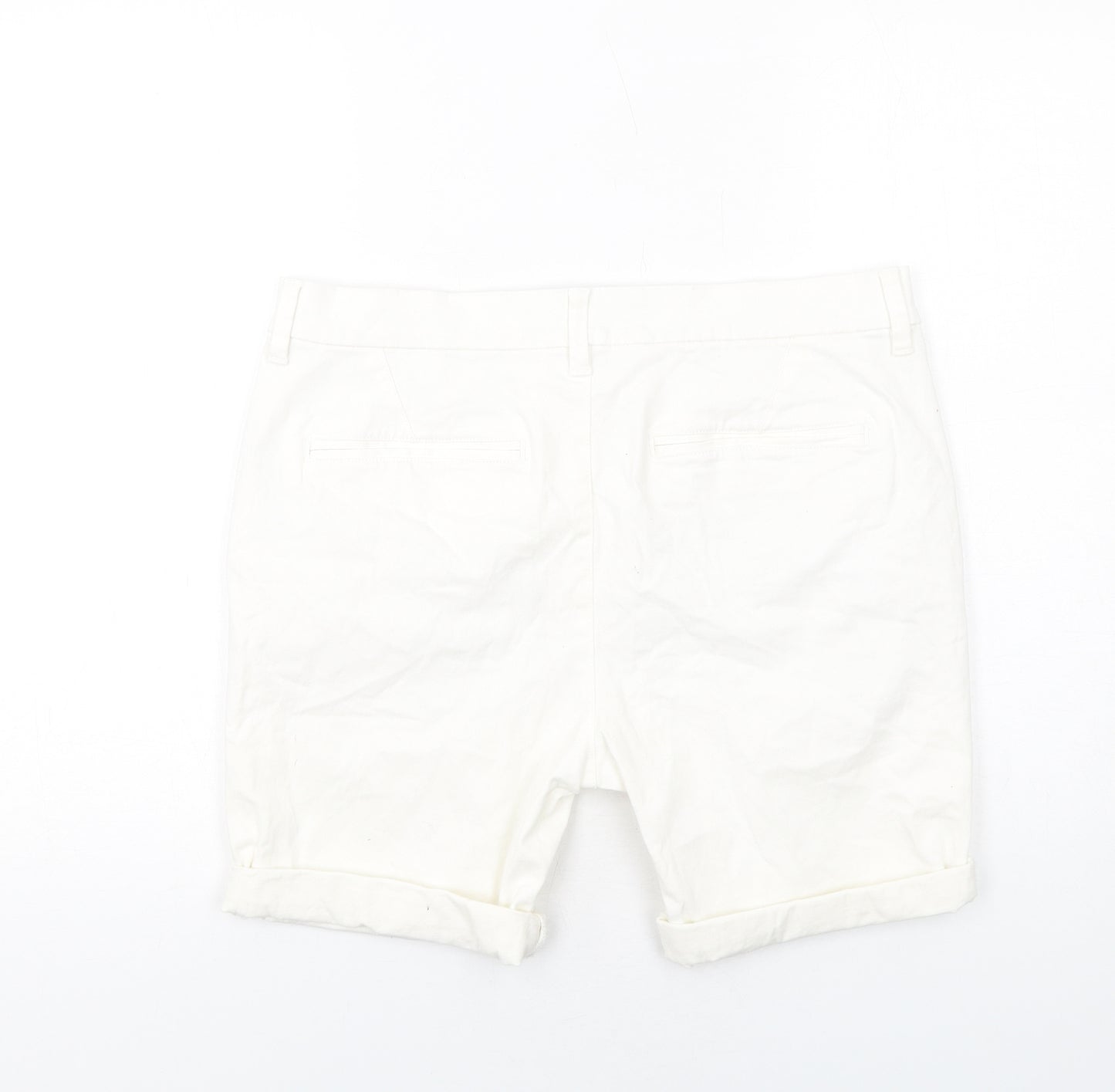 Topman Mens White Cotton Chino Shorts Size 34 in Regular Button