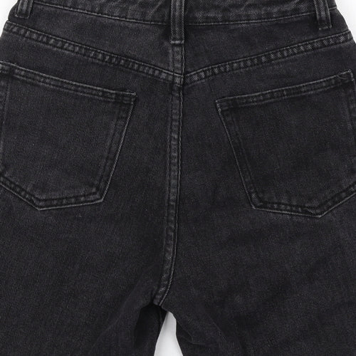 PRETTYLITTLETHING Womens Black Cotton Cut-Off Shorts Size 4 L8 in Regular Zip