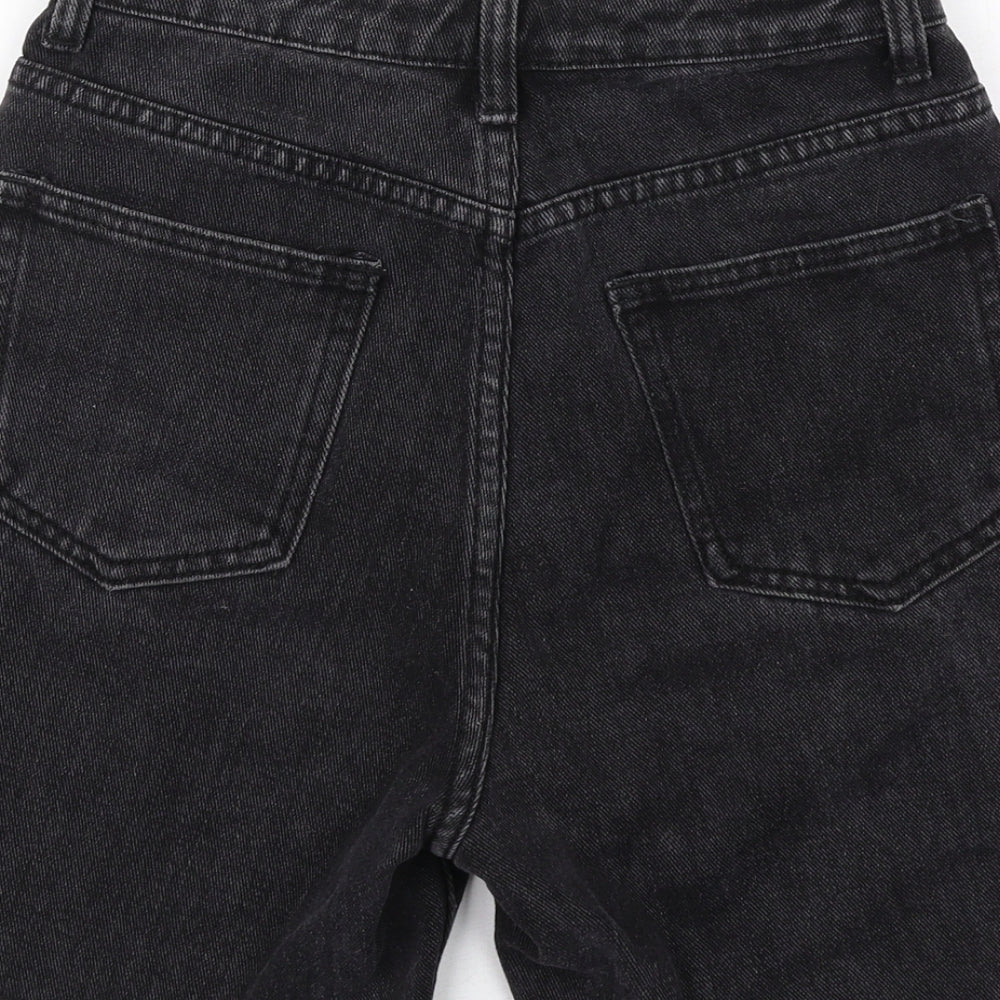 PRETTYLITTLETHING Womens Black Cotton Cut-Off Shorts Size 4 L8 in Regular Zip