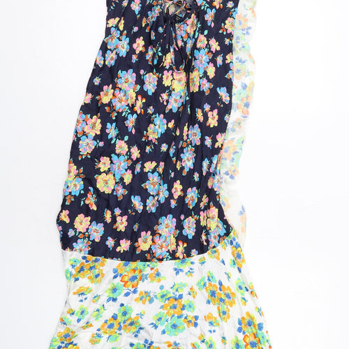 Topshop Womens Multicoloured Floral Viscose Maxi Size 8 V-Neck Pullover