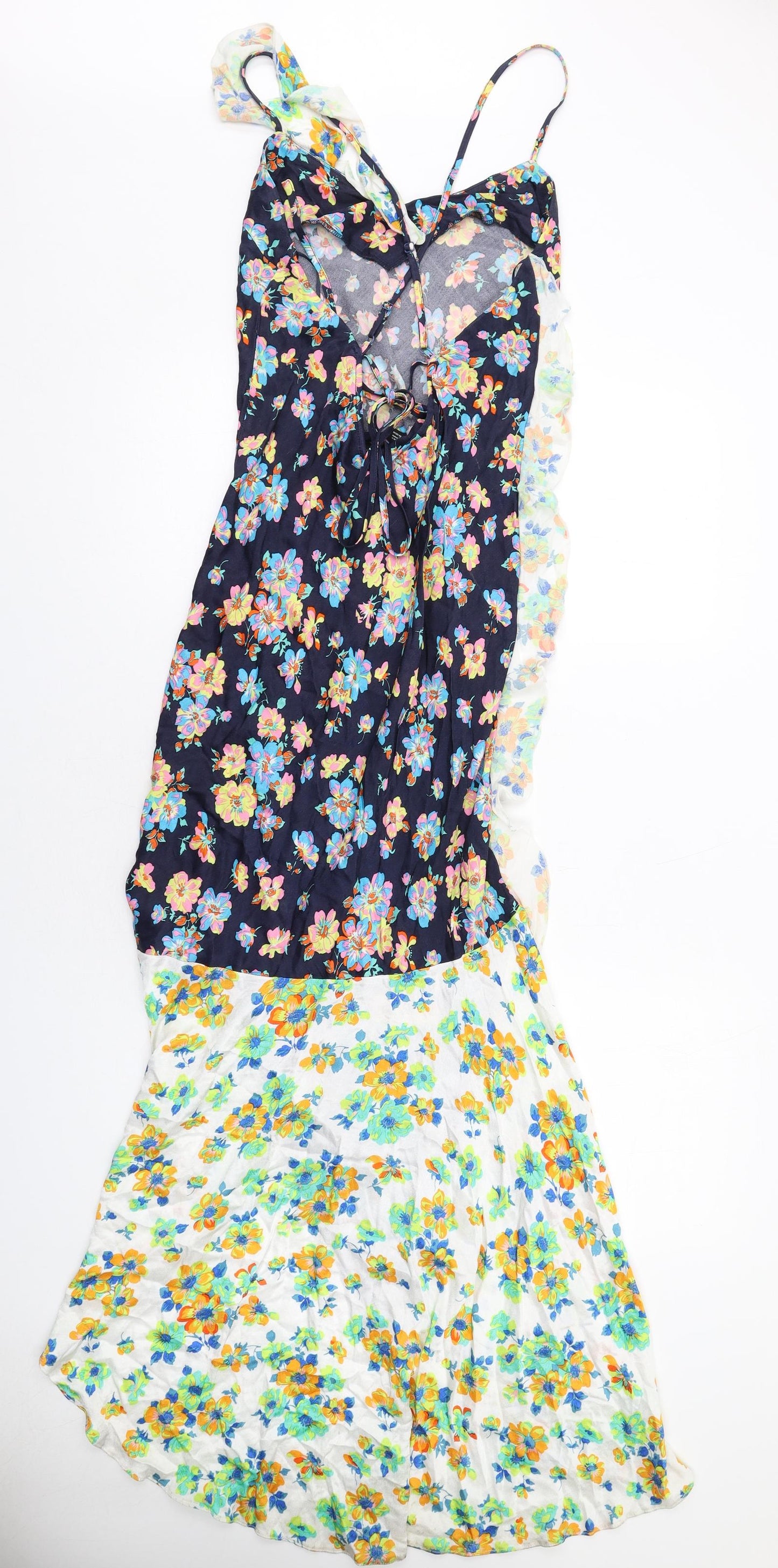 Topshop Womens Multicoloured Floral Viscose Maxi Size 8 V-Neck Pullover