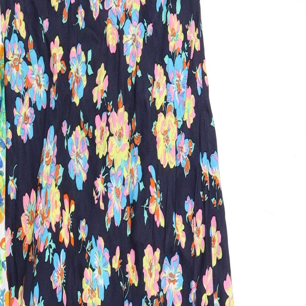 Topshop Womens Multicoloured Floral Viscose Maxi Size 8 V-Neck Pullover