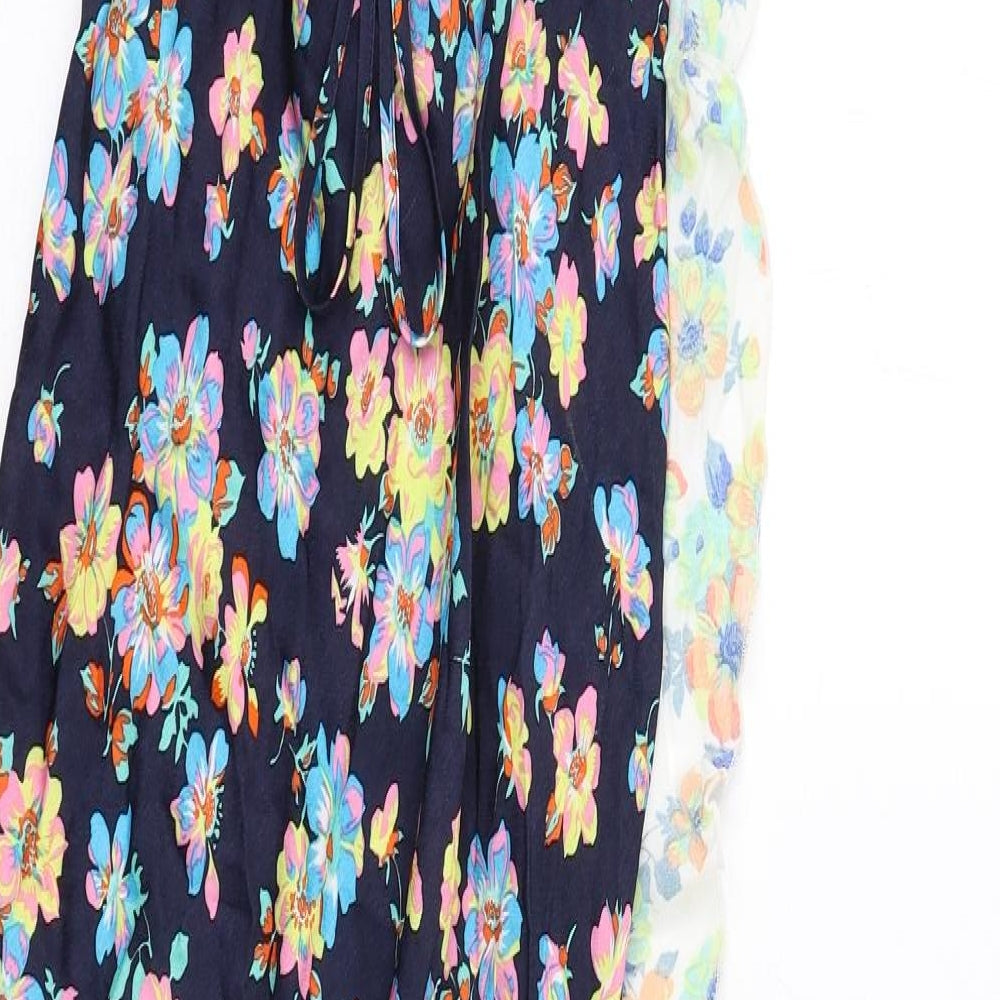 Topshop Womens Multicoloured Floral Viscose Maxi Size 8 V-Neck Pullover