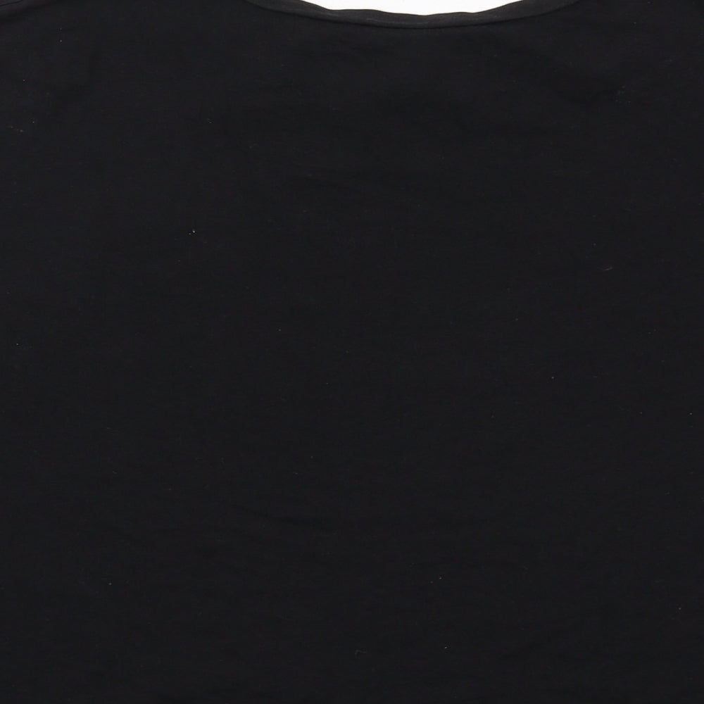 New Look Womens Black Cotton Cropped T-Shirt Size 12 Round Neck - Live in The Moment