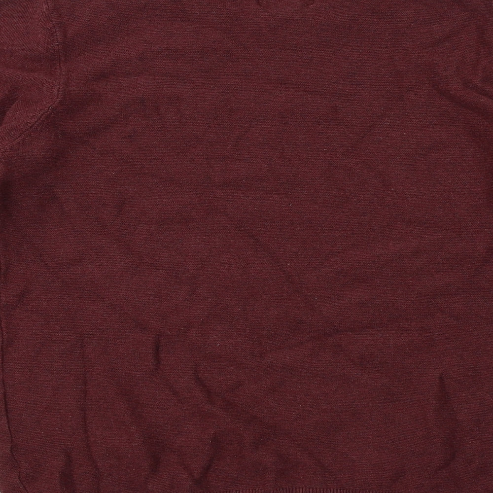 Pull&Bear Mens Red Round Neck Cotton Pullover Jumper Size M Long Sleeve